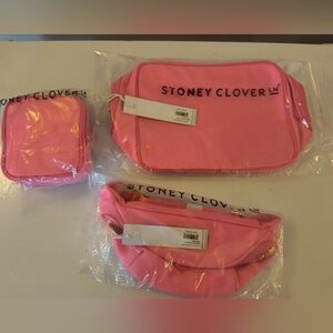 Stoney Clover Pink Bag Set Lot Of 3 Fanny Large Mini Pouches